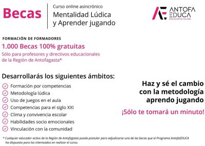 Becas de formación para docentes de la región Curso Mentalidad Lúdica y Aprender Jugando